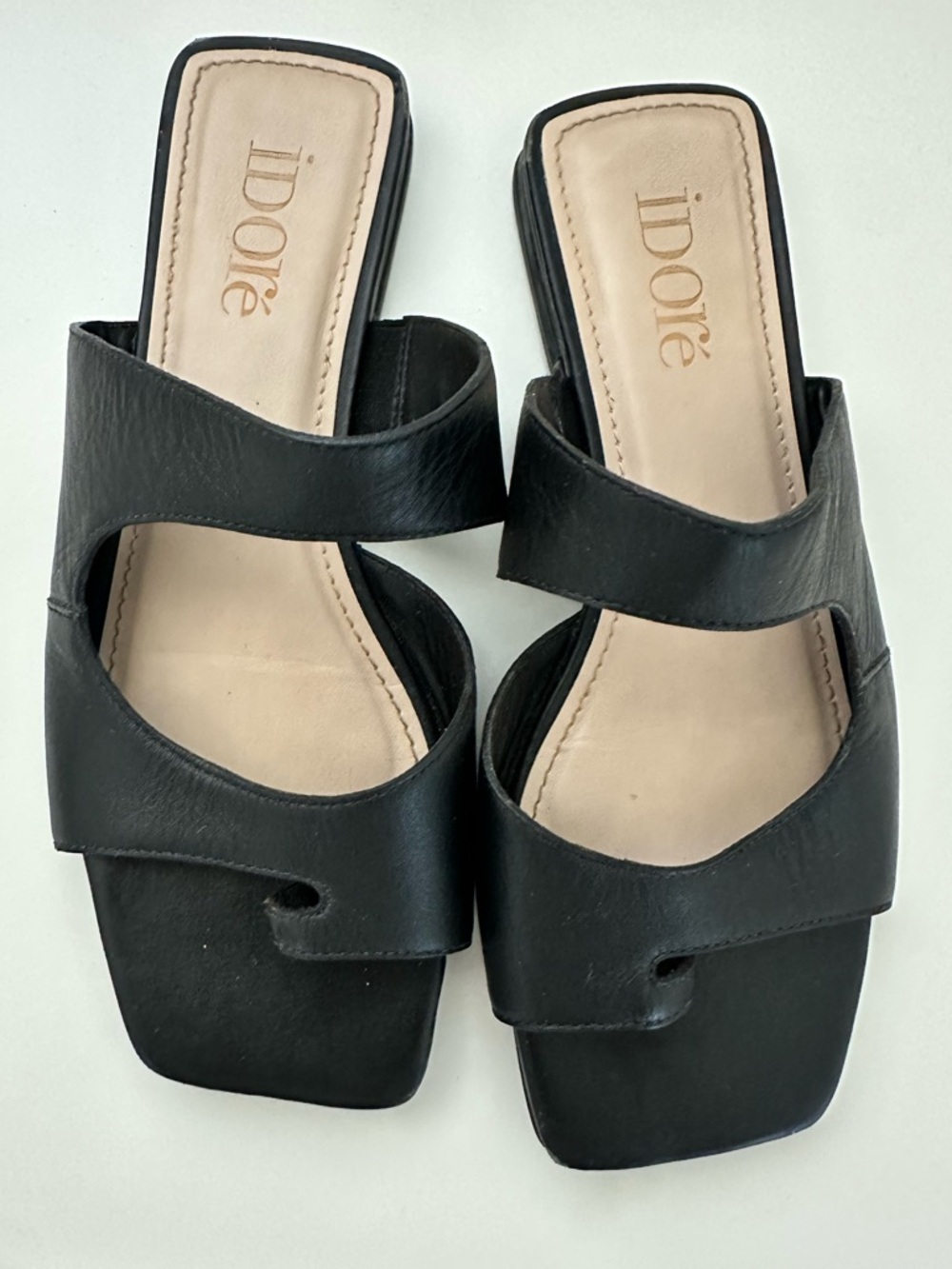 iDoré Alora Black Slide Flats | Double Strap Square Toe | Size 5B